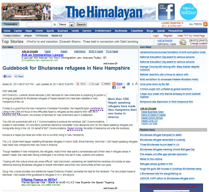 Guidebook for Bhutanese refugees in New Hampshire